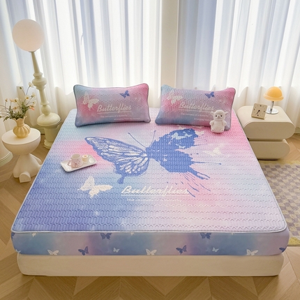 91家纺网 家纺一手货源 找家纺 （总）希廷顿 2025新款大版印花乳胶凉席床笠款三件套