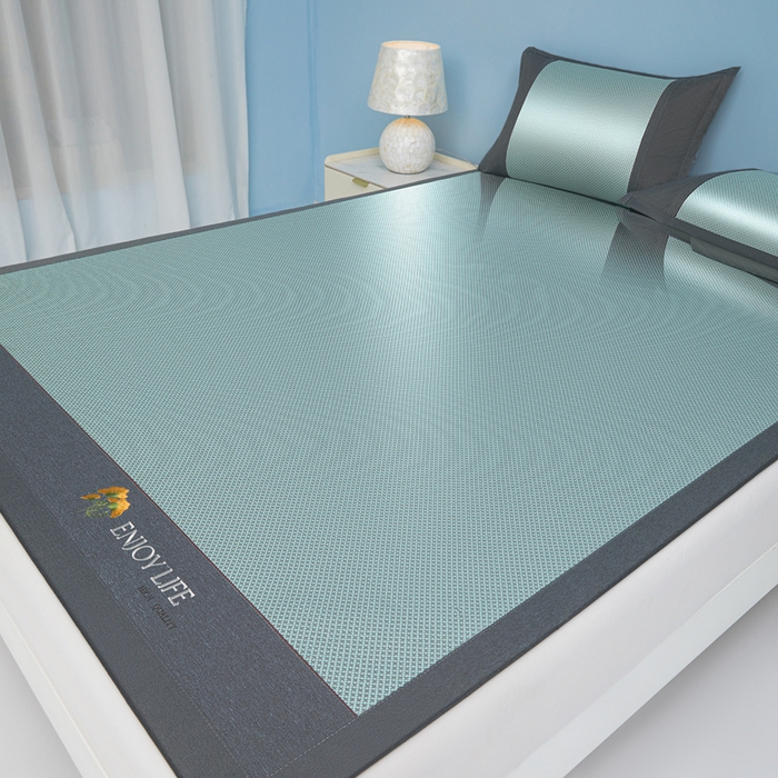 91家纺网 家纺一手货源 找家纺 琪琪阁 2026新款冰藤三明治凉席 小米花-绿色