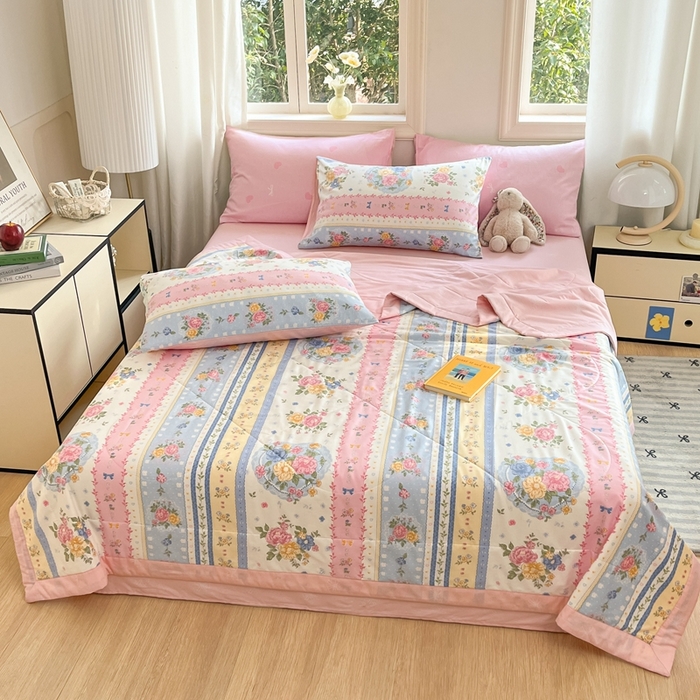 91家纺网 家纺一手货源 找家纺 寐眠 2025新款全棉印花夏被 夏被四件套 花锦