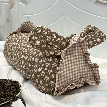 91家纺网 家纺一手货源 找家纺 （总）全美家居 2025新款棉双层纱兔兔荞麦花草枕护颈枕50cm*15cm*15cm