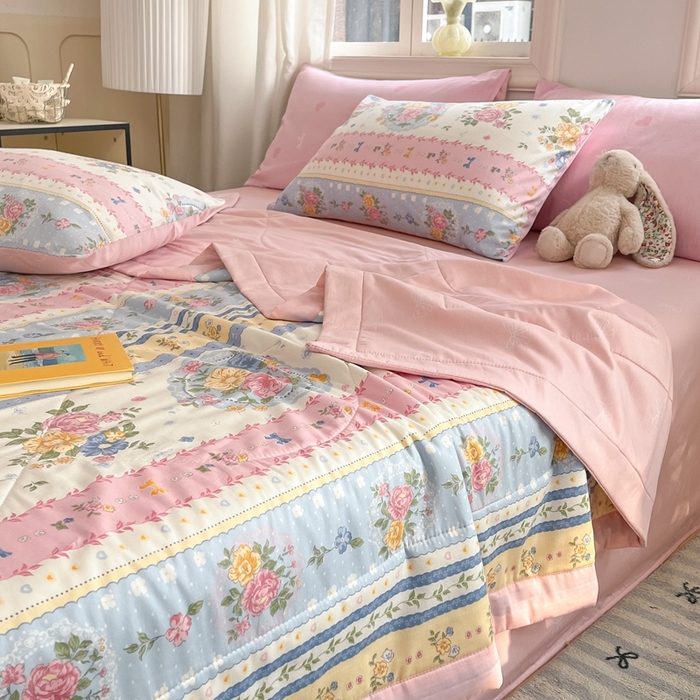 91家纺网 家纺一手货源 找家纺 寐眠 2025新款全棉印花夏被 夏被四件套 花锦