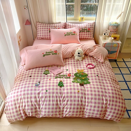 春光里  2025新款舒适水洗棉印花毛巾绣四件套 幸运树