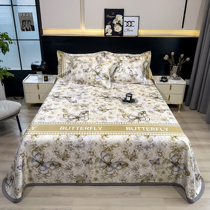 91家纺网 家纺一手货源 找家纺 柏薇 2025新款冰丝床单款凉席三件套系列 天空之境