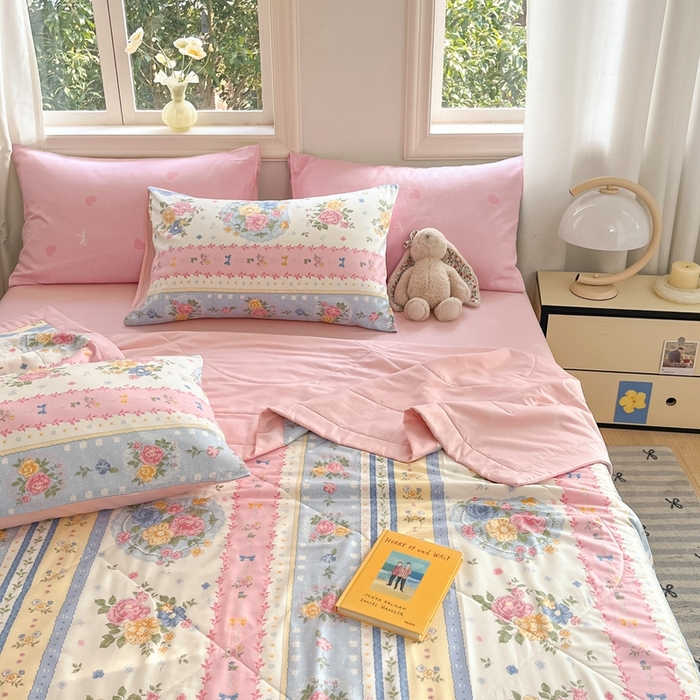 91家纺网 家纺一手货源 找家纺 寐眠 2025新款全棉印花夏被 夏被四件套 花锦