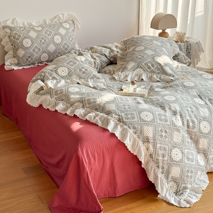 91家纺网 家纺一手货源 找家纺 TT.one 塔塔家居 2025新款全棉双层纱镂空立体花边系列 花边款·南岛日记