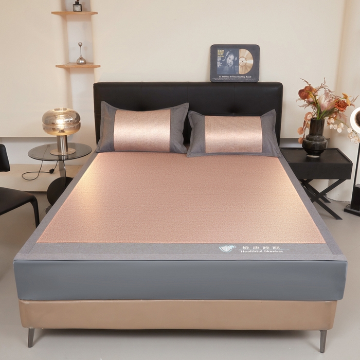 91家纺网 家纺一手货源 找家纺 琪琪阁 2026新款印尼藤双面凉席 清新粉