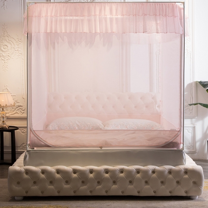 91家纺网 家纺一手货源 找家纺 飞轮海蚊帐 2025新款全底回底蚊帐方顶防摔坐床蚊帐-Z57风格二 嫩粉