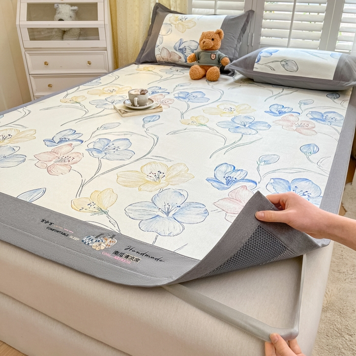 91家纺网 家纺一手货源 找家纺 阿亮家居 2025新款印花冰藤席凉席 百合2