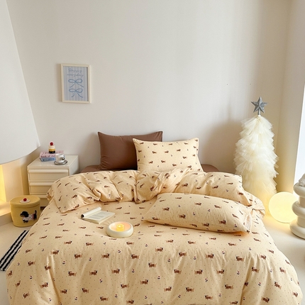 桃喜 2025新款春夏双层纱卡通系列四件套 蛋糕腊肠狗