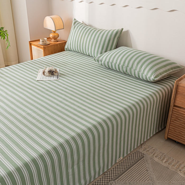 91家纺网 家纺一手货源 找家纺 阿亮家居 2025新款原棉老粗布床单系列 简约生活绿