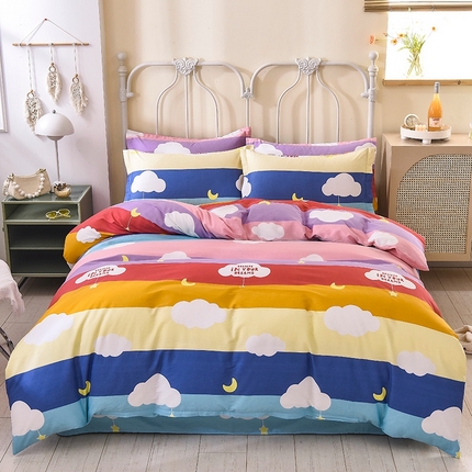 名优家纺 2025新款A类全棉纯棉韩版印花四件套 满天星云