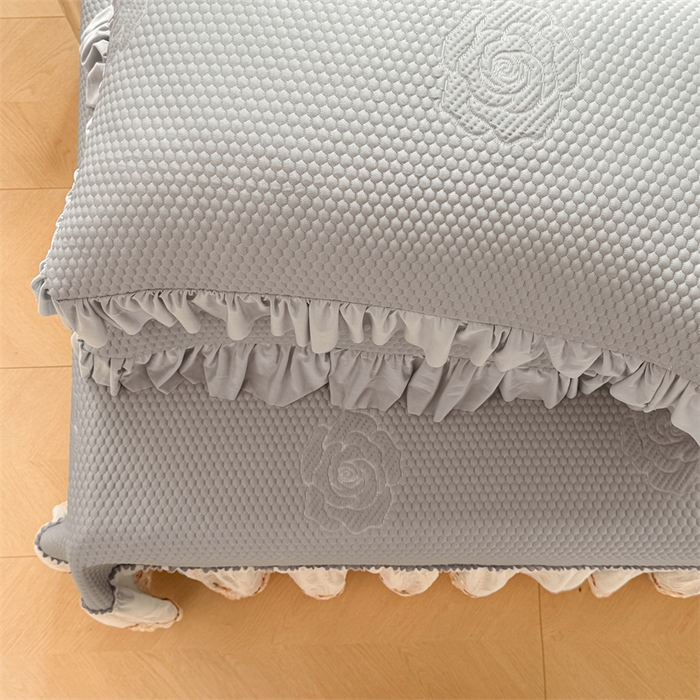 91家纺网 家纺一手货源 找家纺 恒爱家纺 2025新款冰丝国色天香夏被床盖四件套 时尚灰