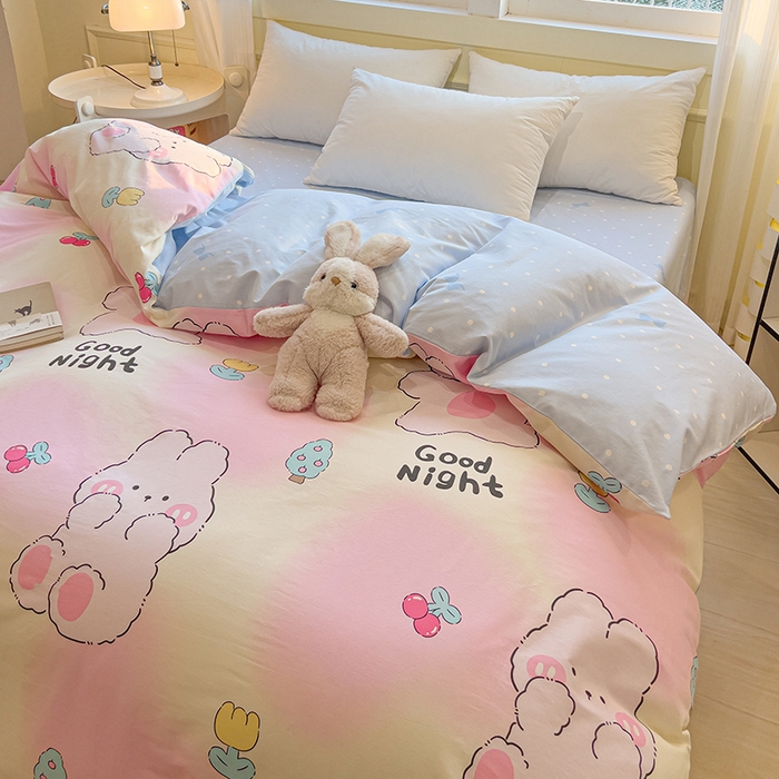 91家纺网 家纺一手货源 找家纺 拾物记 2025新款A类无荧光全喷气全棉12868单被套 可欣兔