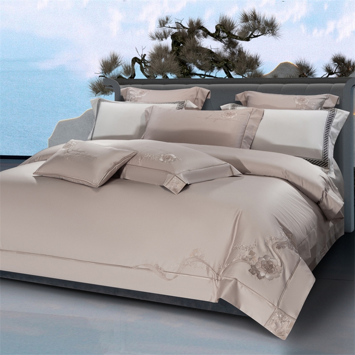 91家纺网 家纺一手货源 找家纺 高大尚婚庆馆 2025新款长绒棉高端绣花四件套-罗曼蒂 罗曼蒂香槟金