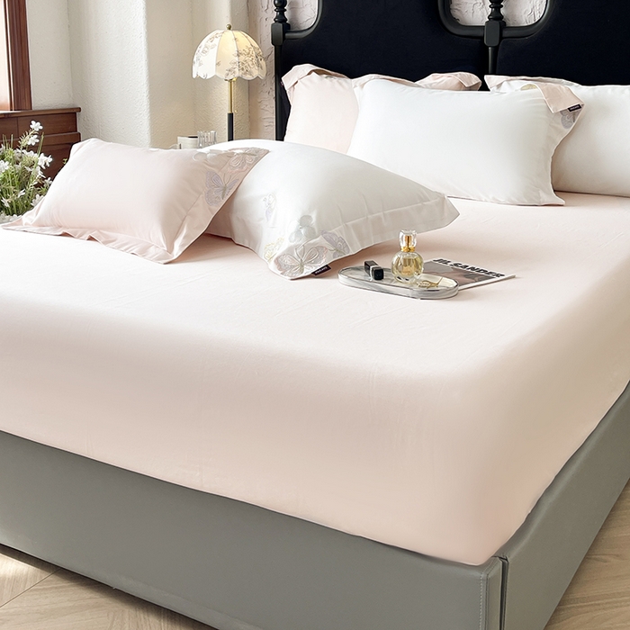 91家纺网 家纺一手货源 找家纺 高端轻奢A类母婴级长绒棉全工艺刺绣四件套纯棉全棉高端春夏季爆款床上用品 茉婉-白粉