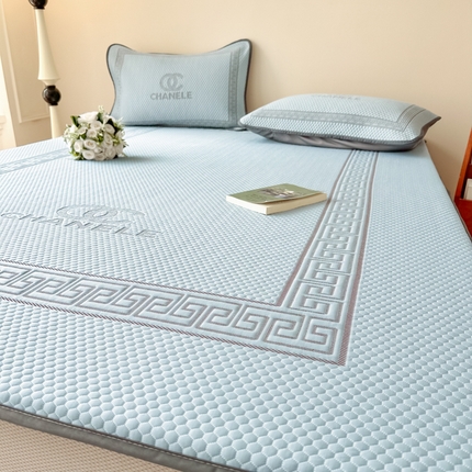 首尔家纺 2025新款大版凉感丝凉席 心连心-蓝
