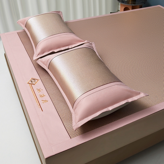 91家纺网 家纺一手货源 找家纺 琪琪阁 2026新款冰藤三明治凉席 星星-樱粉