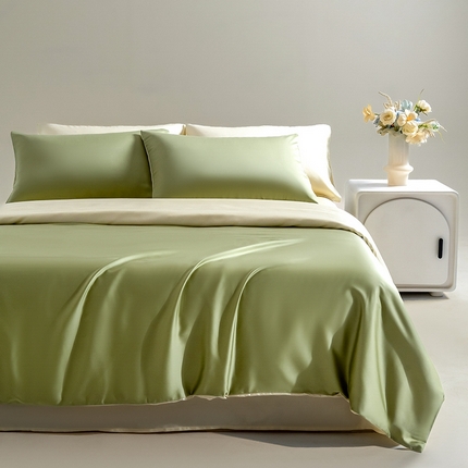 Mr.pig猪先生水洗棉 2025新款莱赛尔天丝四件套-风格一 双拼青频绿+爱丽丝仙境