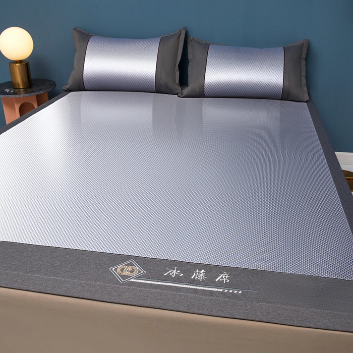 91家纺网 家纺一手货源 找家纺 琪琪阁 2026新款冰藤三明治凉席 星星-雾蓝