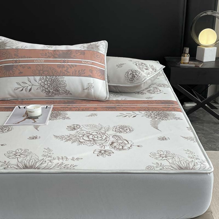 91家纺网 家纺一手货源 找家纺 2025新款印花冰丝凉席反面无纺布 冰丝-床笠款-梦镜