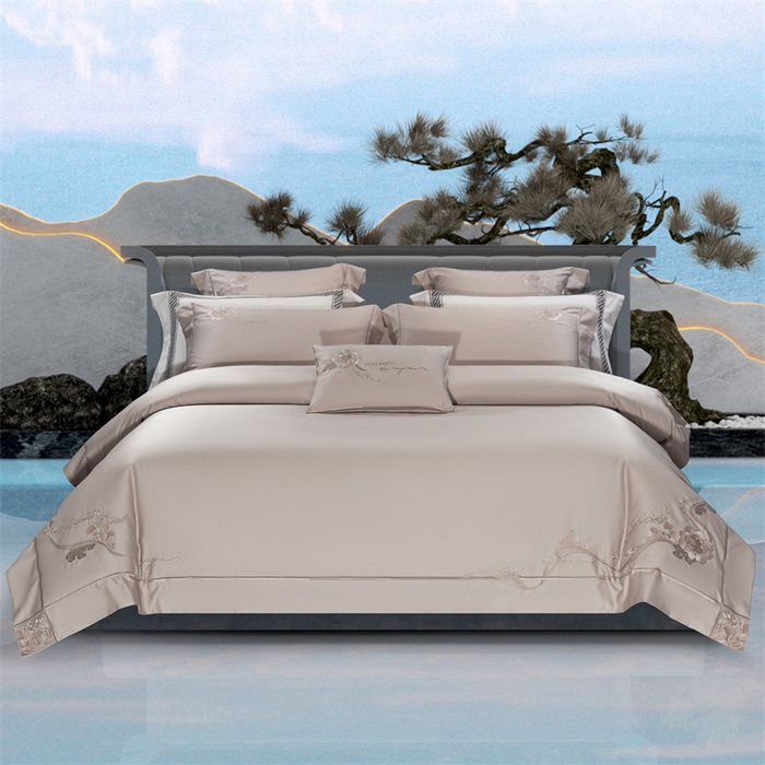 91家纺网 家纺一手货源 找家纺 高大尚婚庆馆 2025新款长绒棉高端绣花四件套-罗曼蒂 罗曼蒂香槟金