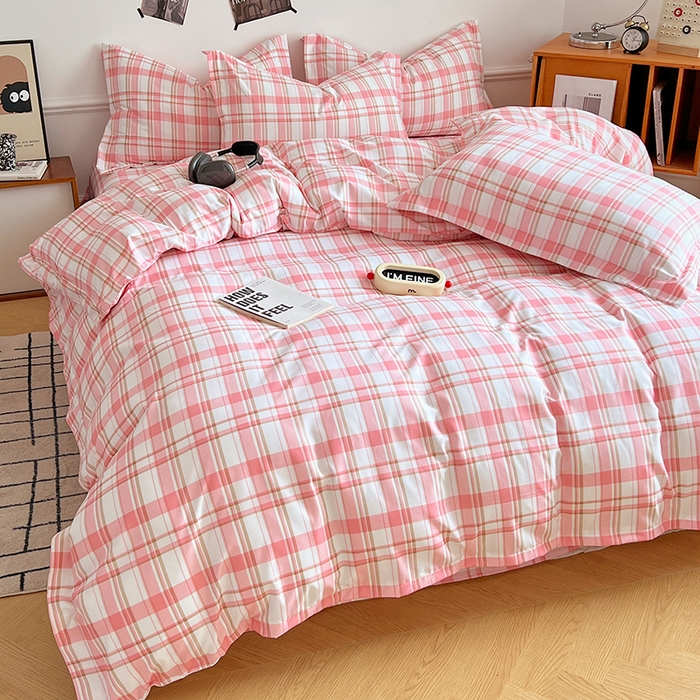 91家纺网 家纺一手货源 找家纺 罗菲尼酒店用品 2025新款磨毛亲肤飞边款四件套 彩玉格