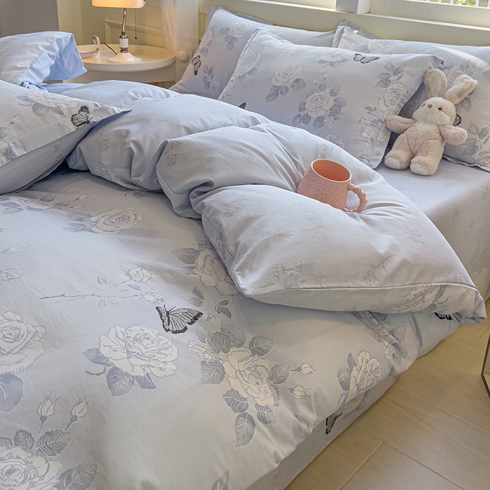 91家纺网 家纺一手货源 找家纺 拾物记 2025新款A类无荧光全喷气全棉12868四件套 蝴蝶飞飞