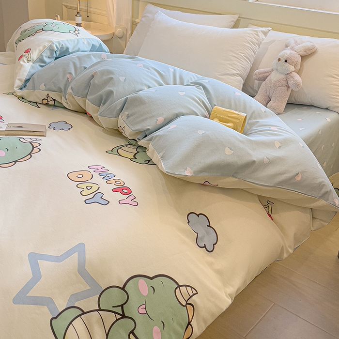 91家纺网 家纺一手货源 找家纺 拾物记 2025新款A类无荧光全喷气全棉12868单被套 恐龙乐园