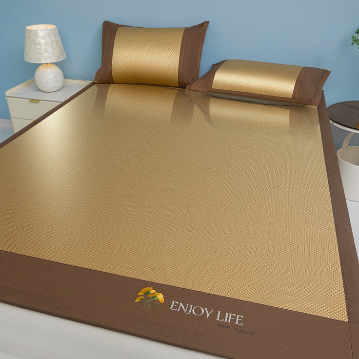 91家纺网 家纺一手货源 找家纺 琪琪阁 2026新款冰藤三明治凉席 小米花-金色