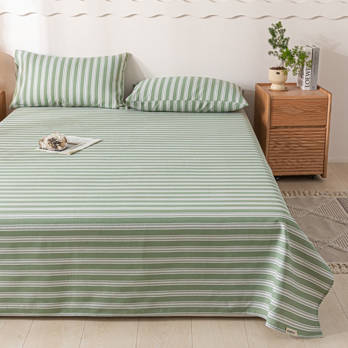 91家纺网 家纺一手货源 找家纺 阿亮家居 2025新款原棉老粗布床单系列 简约生活绿