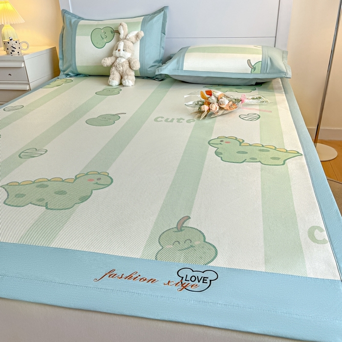 91家纺网 家纺一手货源 找家纺 阿亮家居 2025新款印花冰藤席凉席 小恐龙