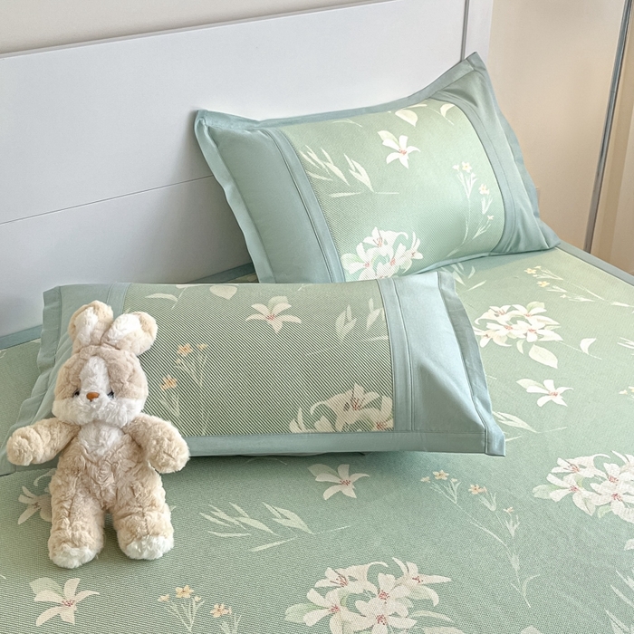 91家纺网 家纺一手货源 找家纺 阿亮家居 2025新款印花冰藤席凉席 百合1