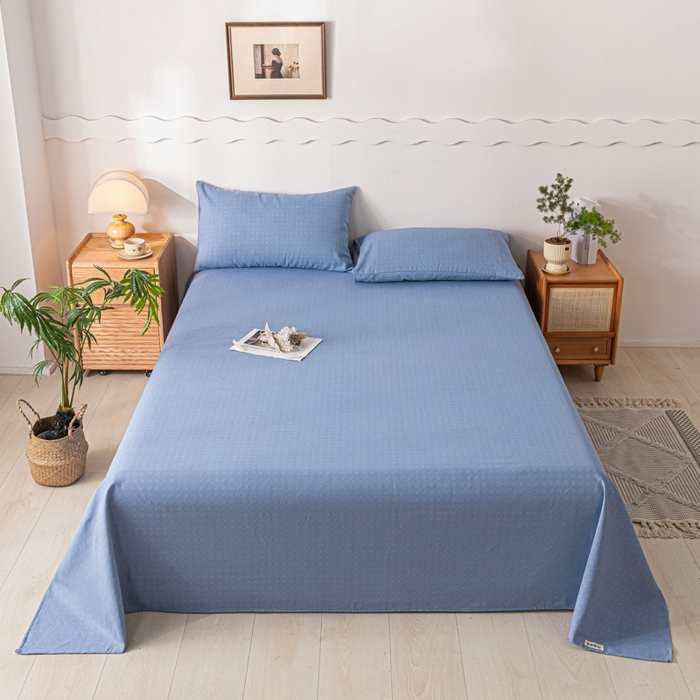 91家纺网 家纺一手货源 找家纺 阿亮家居 2025新款原棉老粗布床单系列 菱形格-蓝