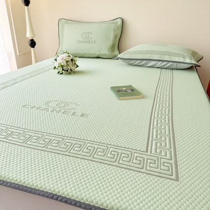 91家纺网 家纺一手货源 找家纺 首尔家纺 2025新款大版凉感丝凉席 心连心-绿