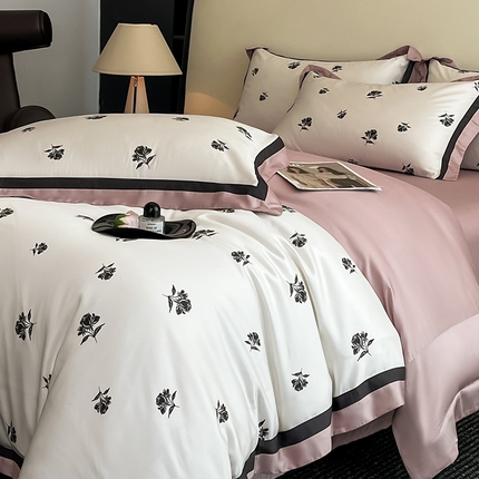 618家纺 2025新款A类60S100支兰精天丝数码印花四件套 夜莺