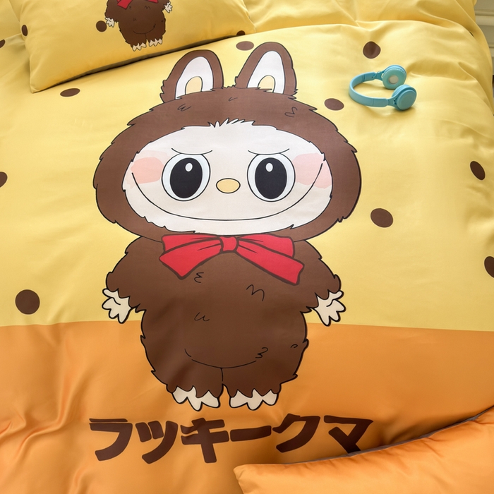 91家纺网 家纺一手货源 找家纺 摩卡（乐趣） 2025新款水洗真丝数码印花卡通兔系列四件套 薯饼兔