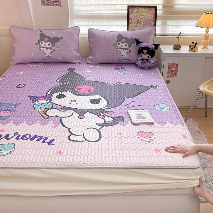 91家纺网 家纺一手货源 找家纺 金爱家 2025新款三丽鸥乳胶凉席大版床笠款 床笠款-冰淇淋库洛米