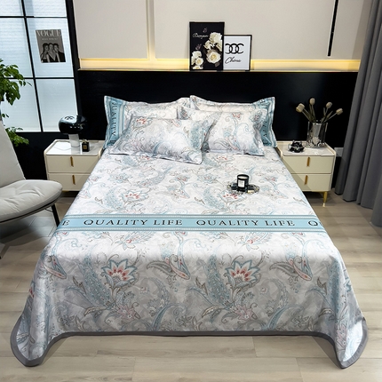 91家纺网 家纺一手货源 找家纺 （总）柏薇 2025新款冰丝床单款凉席三件套