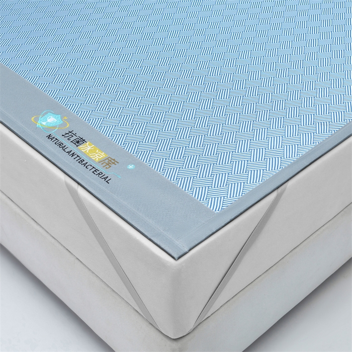 91家纺网 家纺一手货源 找家纺 阿亮家居 2025新款凉席抗菌三明治可水洗碳光冰丝席宽边刺绣冰丝席 思绪 静谧蓝-床席款