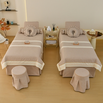 91家纺网 家纺一手货源 找家纺 （总）芙怡 2025春夏新款8031款棉麻美容床罩四件套-未来系列