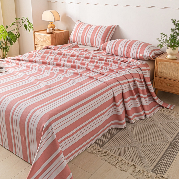 91家纺网 家纺一手货源 找家纺 阿亮家居 2025新款原棉老粗布床单系列 素雅红