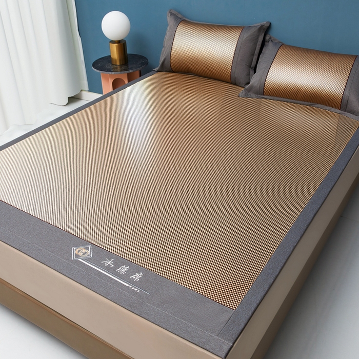 91家纺网 家纺一手货源 找家纺 琪琪阁 2026新款冰藤三明治凉席 星星-深咖