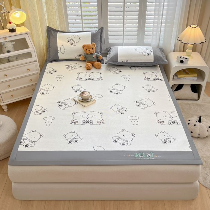 91家纺网 家纺一手货源 找家纺 阿亮家居 2025新款印花冰藤席凉席 快乐熊