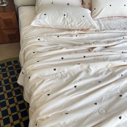 棉生活家纺 2025新款ins小清新水洗冰丝夏被四件套 奶油啵啵 白