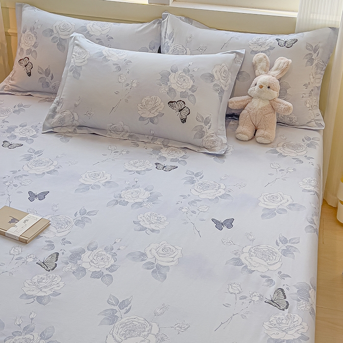 91家纺网 家纺一手货源 找家纺 拾物记 2025新款A类无荧光全喷气全棉12868单床单 蝴蝶飞飞