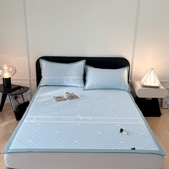 91家纺网 家纺一手货源 找家纺 （总）慕尚家纺 2025春夏新款凉感冰丝提花凉席三件套