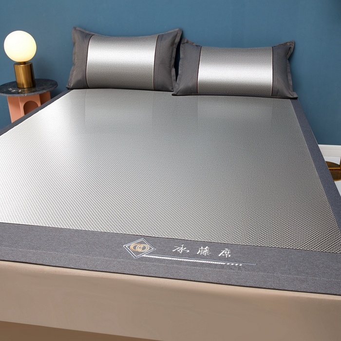 91家纺网 家纺一手货源 找家纺 琪琪阁 2026新款冰藤三明治凉席 星星-浅灰