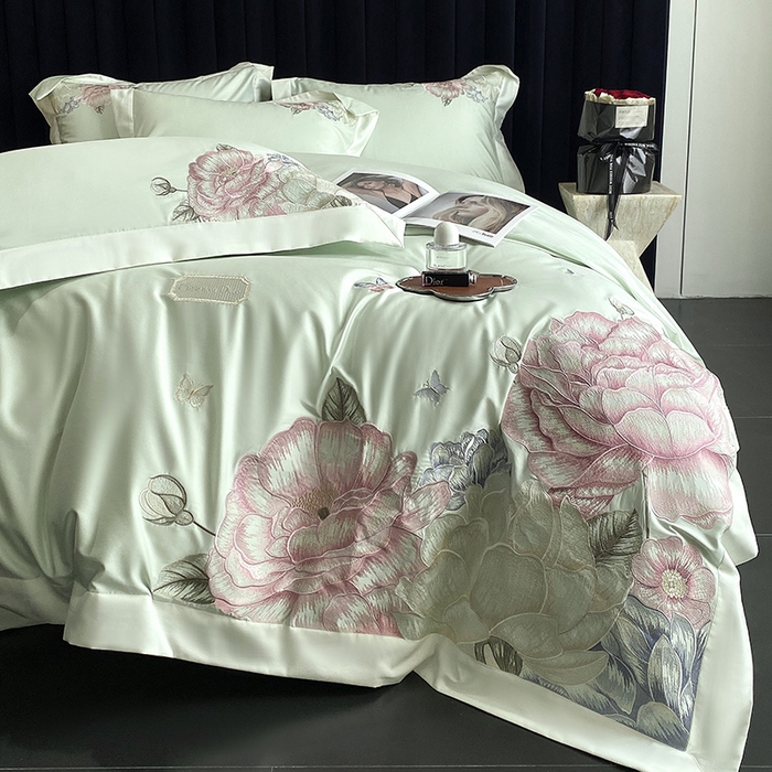 91家纺网 家纺一手货源 找家纺 优悦生活馆 2025新疆长绒棉花迹四件套【控价领券后标准不低于268】 花迹-麦田绿