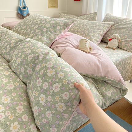 首尔家纺 2025新款全棉印花四件套小清新系列 乐遥