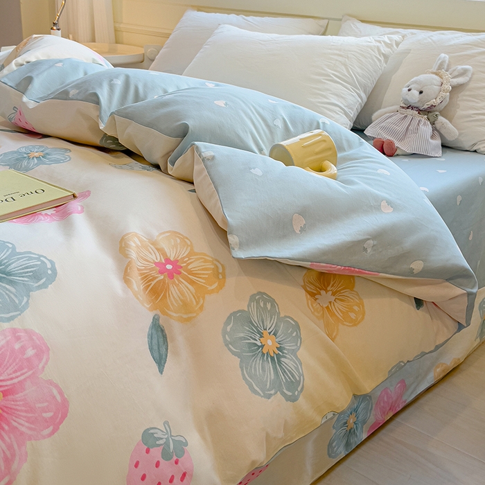 91家纺网 家纺一手货源 找家纺 拾物记 2025新款A类无荧光全喷气全棉12868单被套 茉莉草莓